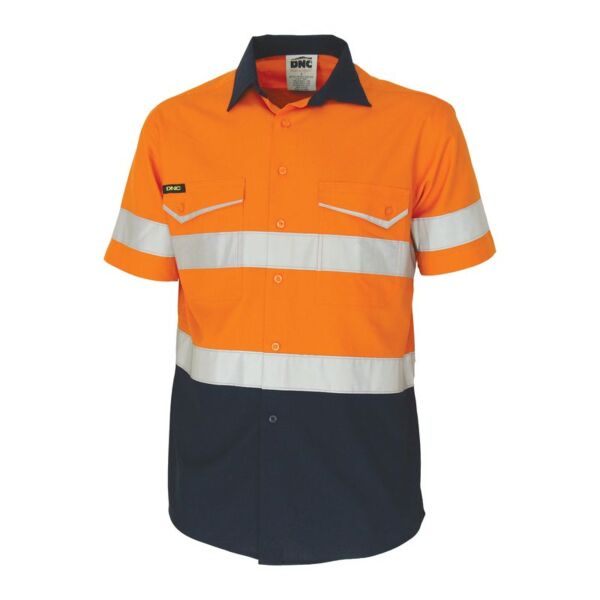 Two Tone RipStop Cotton Short Sleeve Shirt with CSR Reflective Tape Thumbnail