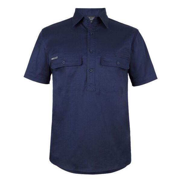 Mens Short Sleeve Stretch Close Front Work Shirt Thumbnail